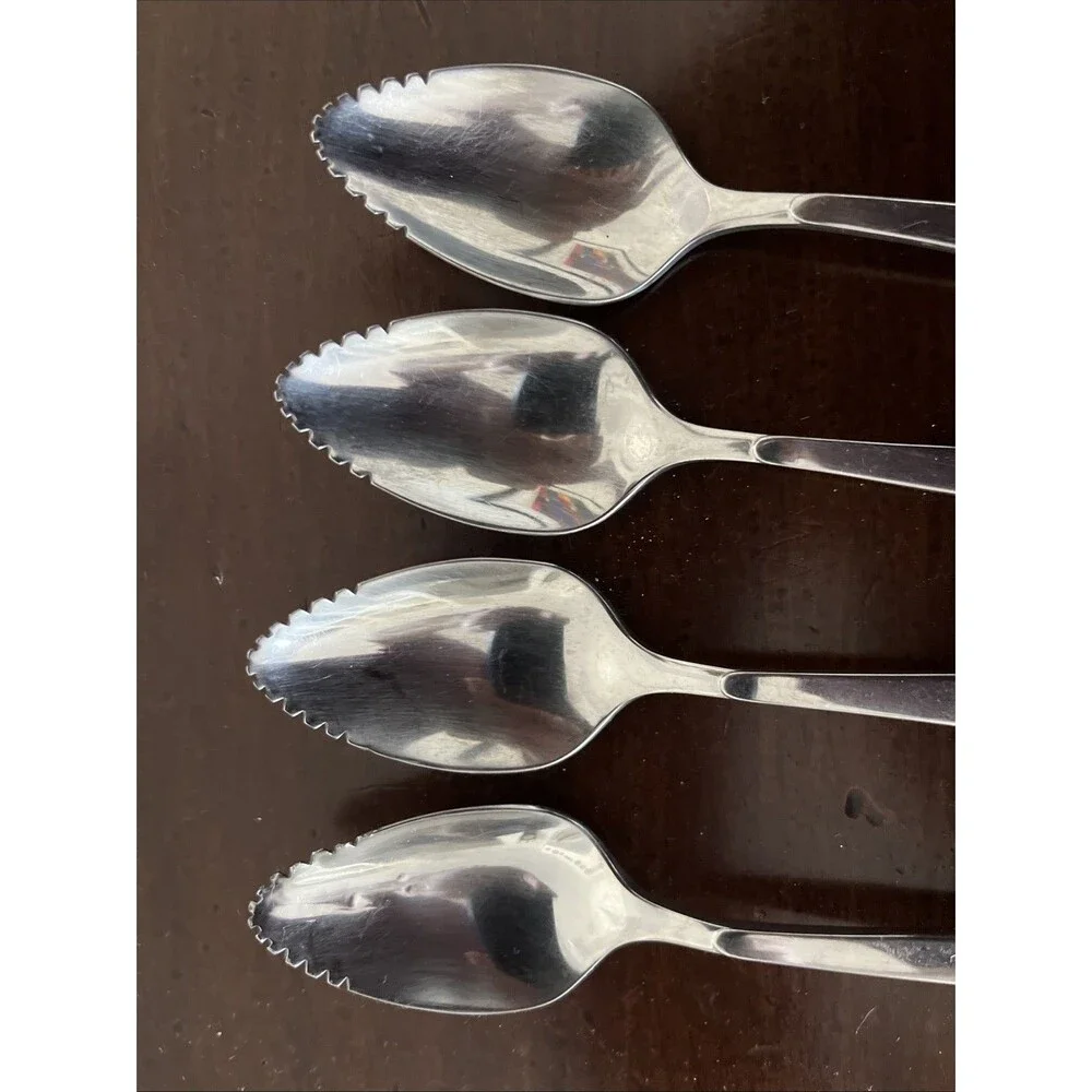 Oneida Will-O-Wisp Vintage Citrus Grapefruit Spoon Stainless Steel Set Of 4